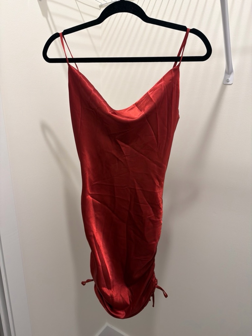 Copper Satin Slip Dress with Cowl Neck